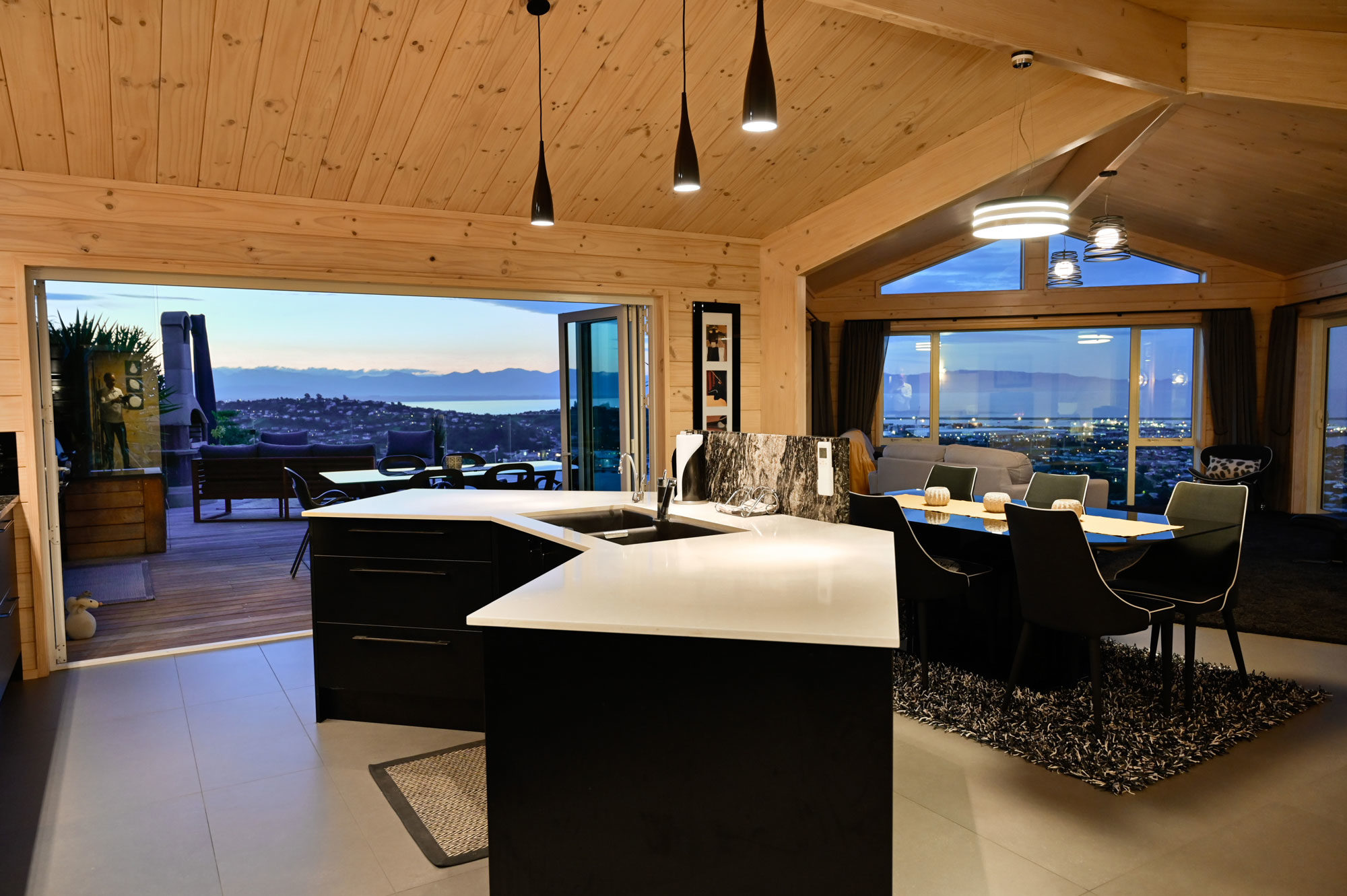 Kitchen in a Lockwood home with white stone benchtop