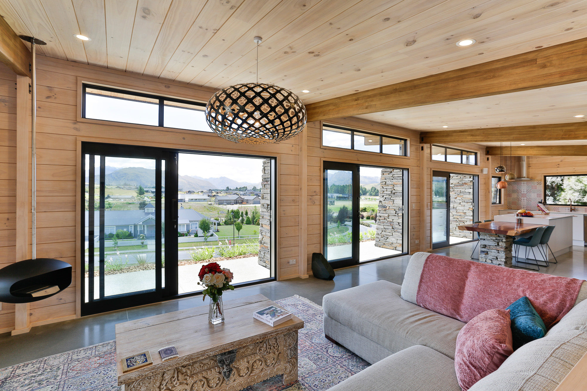 Large sliding doors frame the amazing view